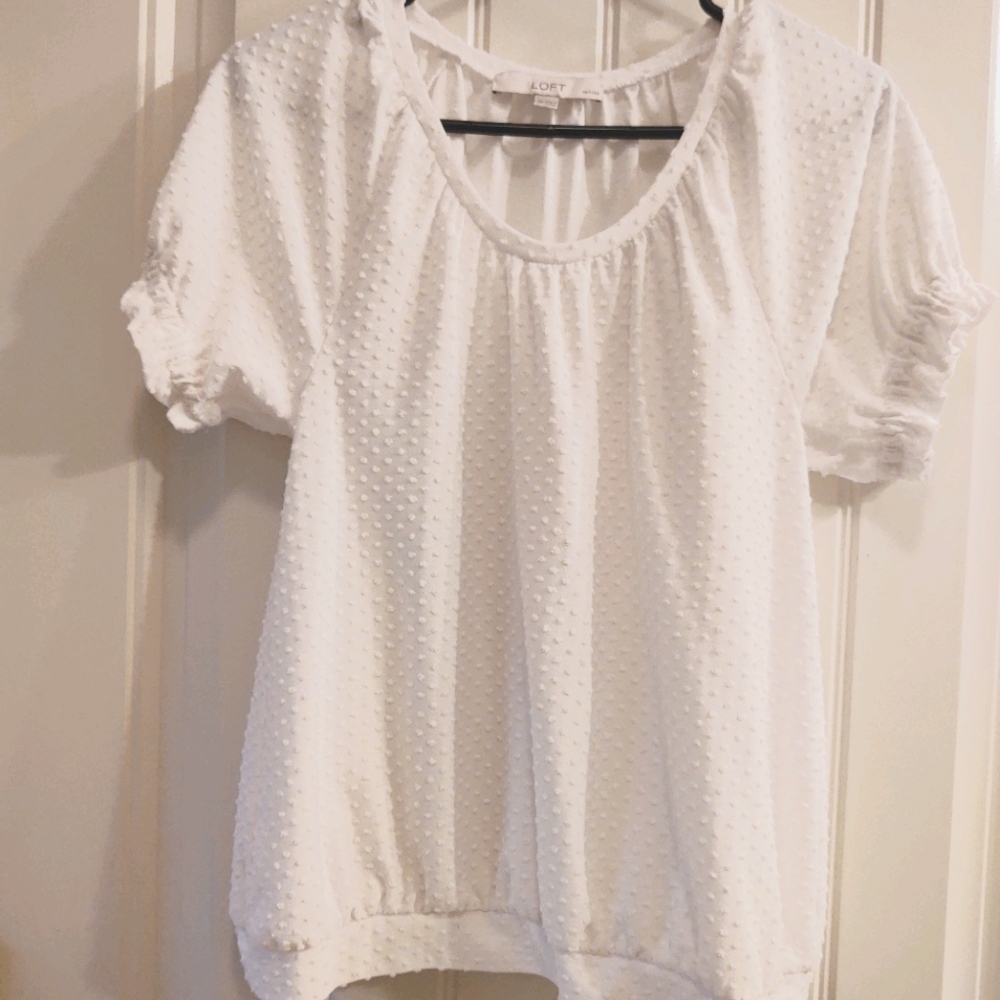 LOFT White Dotted Blouse